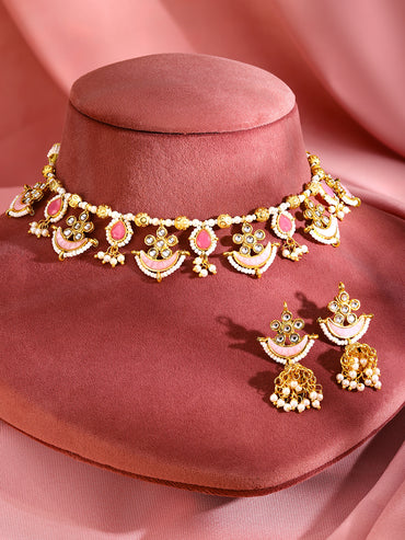 Soft Blush Kundan Necklace Set