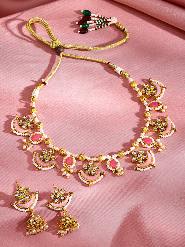 Soft Blush Kundan Necklace Set
