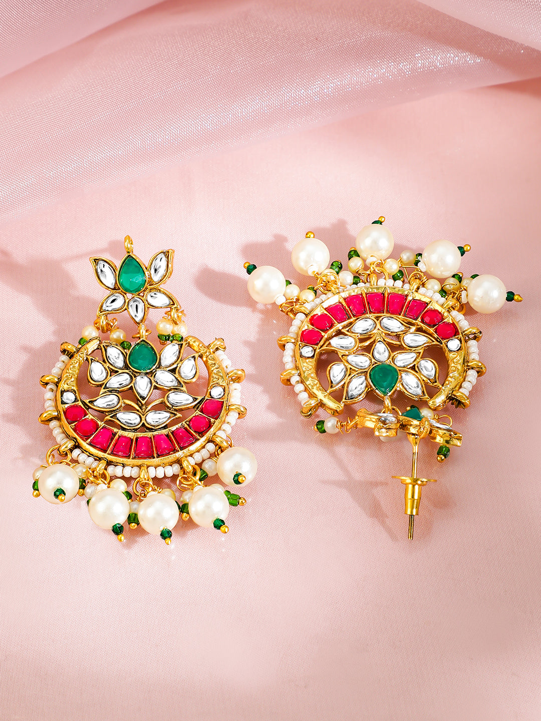 Gold-Plated Pink Green Necklace Set