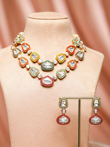 Vivid Hues Kundan Necklace Set