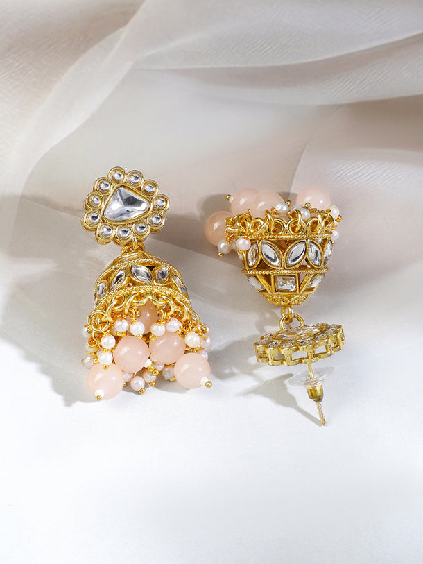 Refined Pastel Pink Kundan Necklace Set