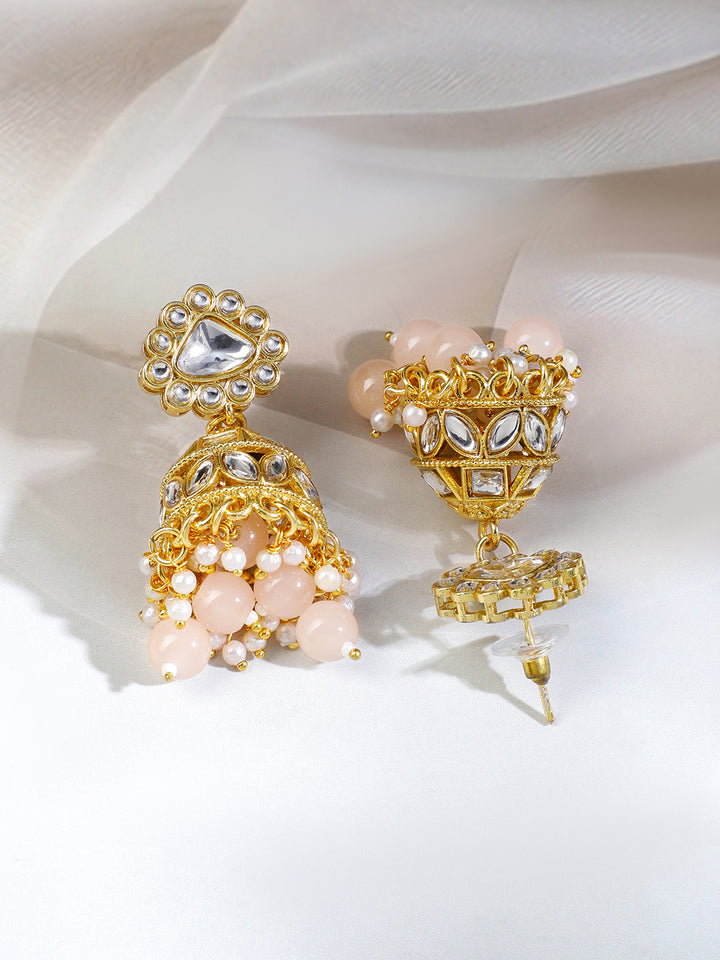 Refined Pastel Pink Kundan Necklace Set