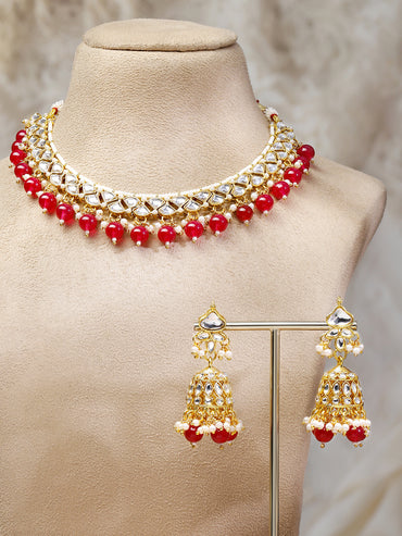 Grace Pink & Kundan Necklace Set