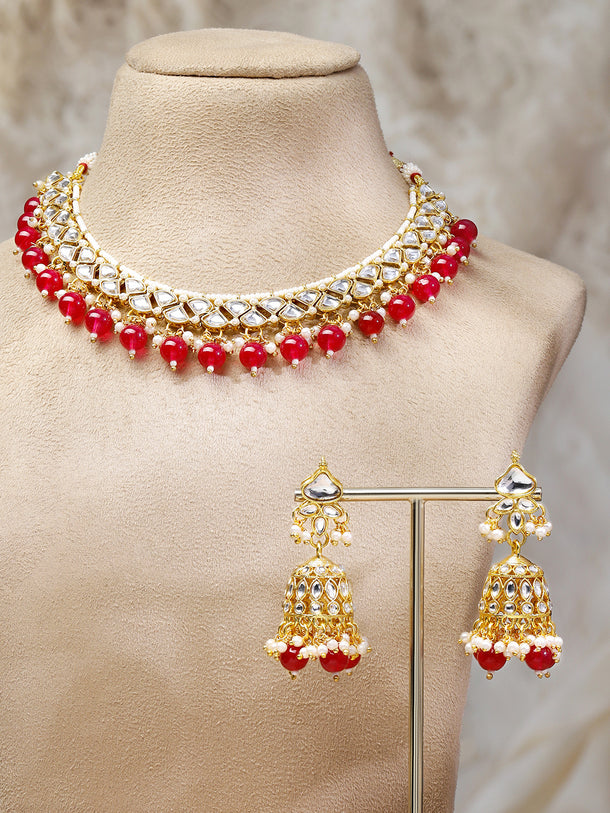 Grace Pink & Kundan Necklace Set