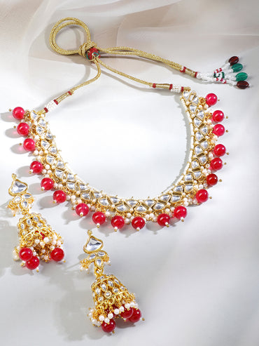 Grace Pink & Kundan Necklace Set