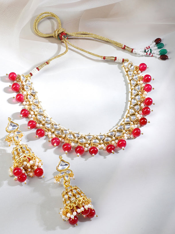 Grace Pink & Kundan Necklace Set