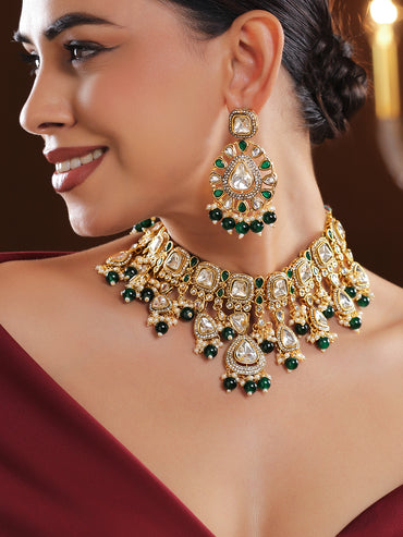 Statement Green Drops Necklace Set