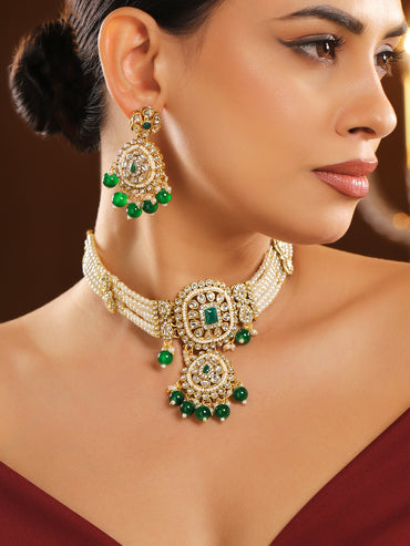 Royal Lustre in Green & White Choker Set