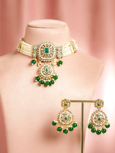 Royal Lustre in Green & White Choker Set