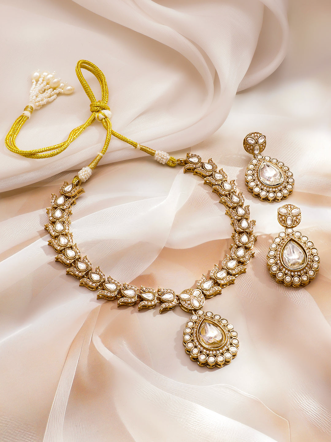 Whispering Lotus with Kundan Necklace Set