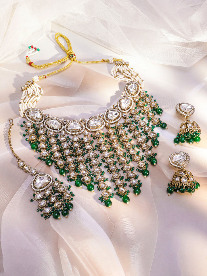 Statement Glow Green Necklace Set