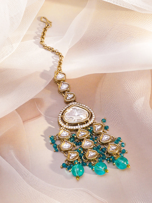 Rubans 22K Gold-Plated White Kundan & Cubic Zirconia Studded Multi-Layer Necklace Set