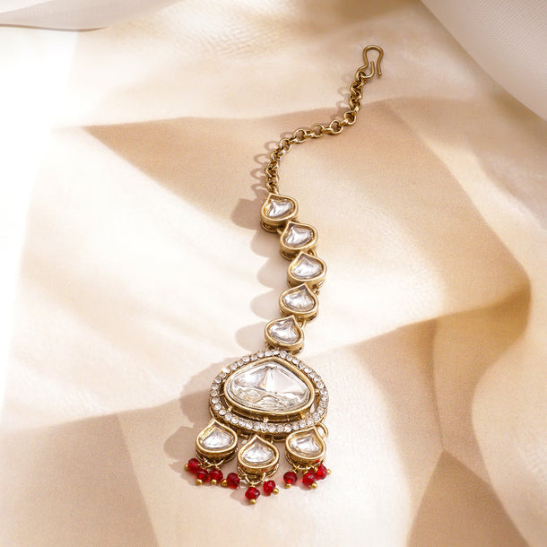 Red & Ivory Romance Kundan Necklace Set