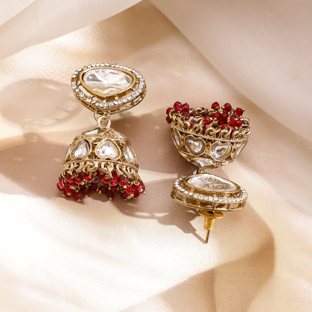 Red & Ivory Romance Kundan Necklace Set