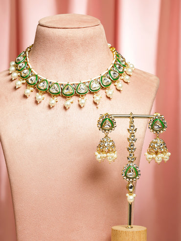 Green Grace Kundan Necklace Set