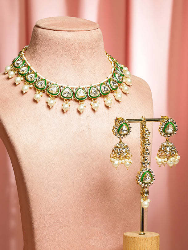 Green Grace Kundan Necklace Set