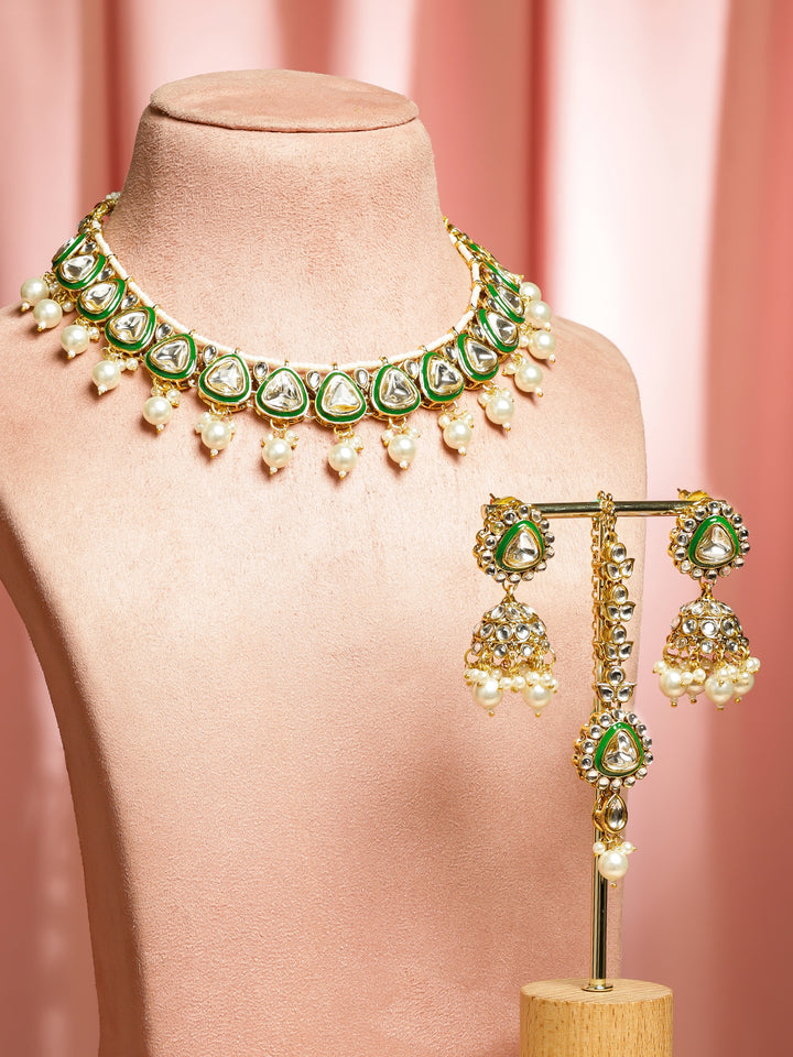 Green Grace Kundan Necklace Set