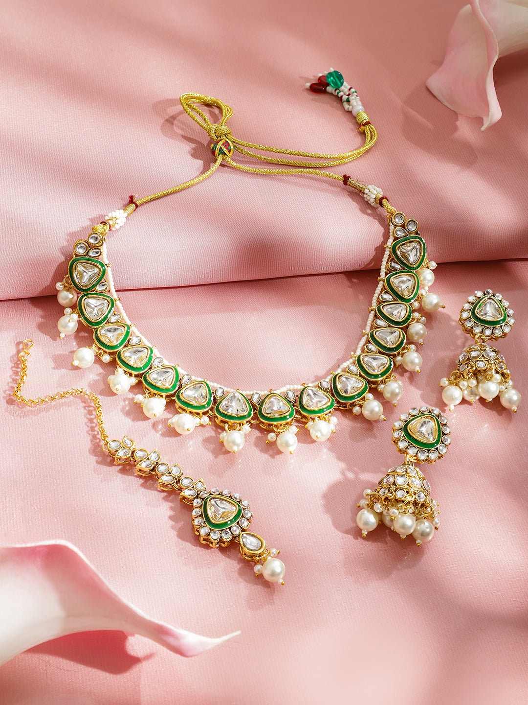 Green Grace Kundan Necklace Set