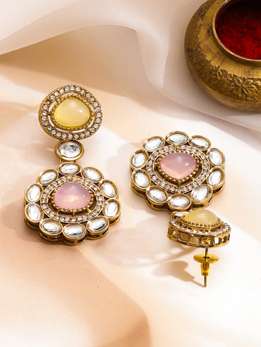 Yellow Pink Harmony Kundan Necklace Set