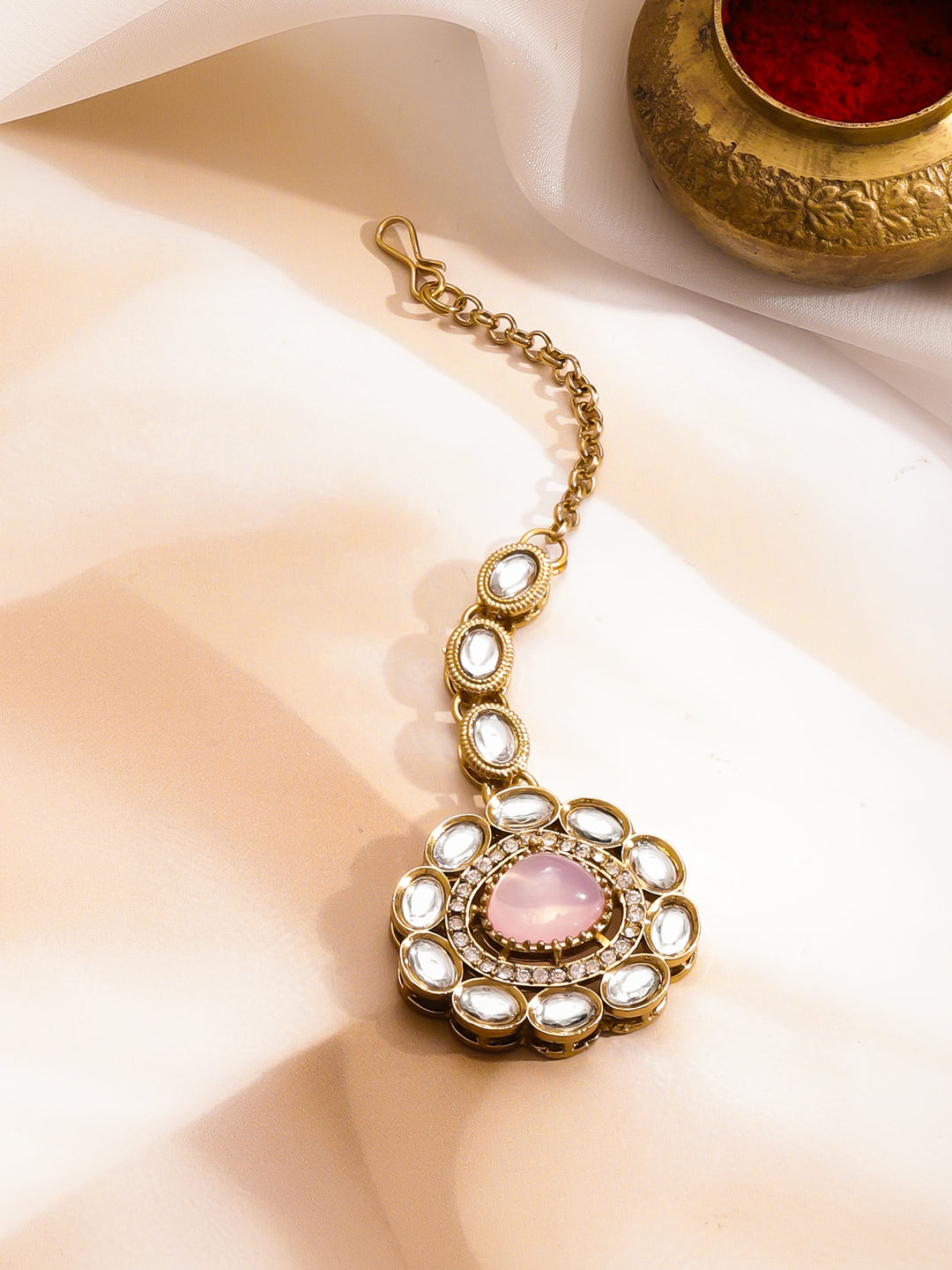 Yellow Pink Harmony Kundan Necklace Set