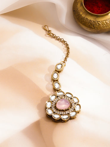 Yellow Pink Harmony Kundan Necklace Set