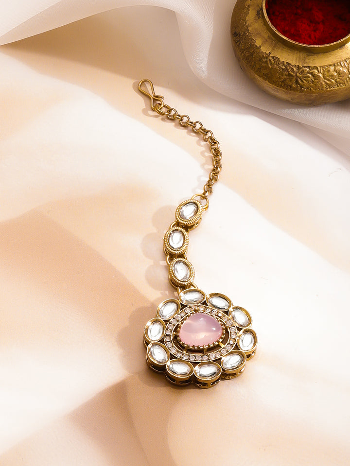 Yellow Pink Harmony Kundan Necklace Set