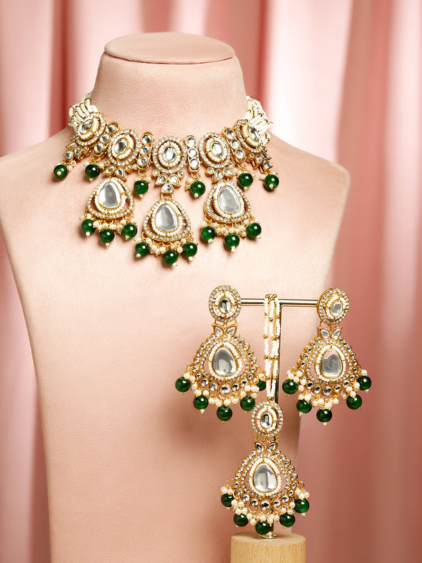 Pearls of Serenity in Emerald Bloom Necklace Set