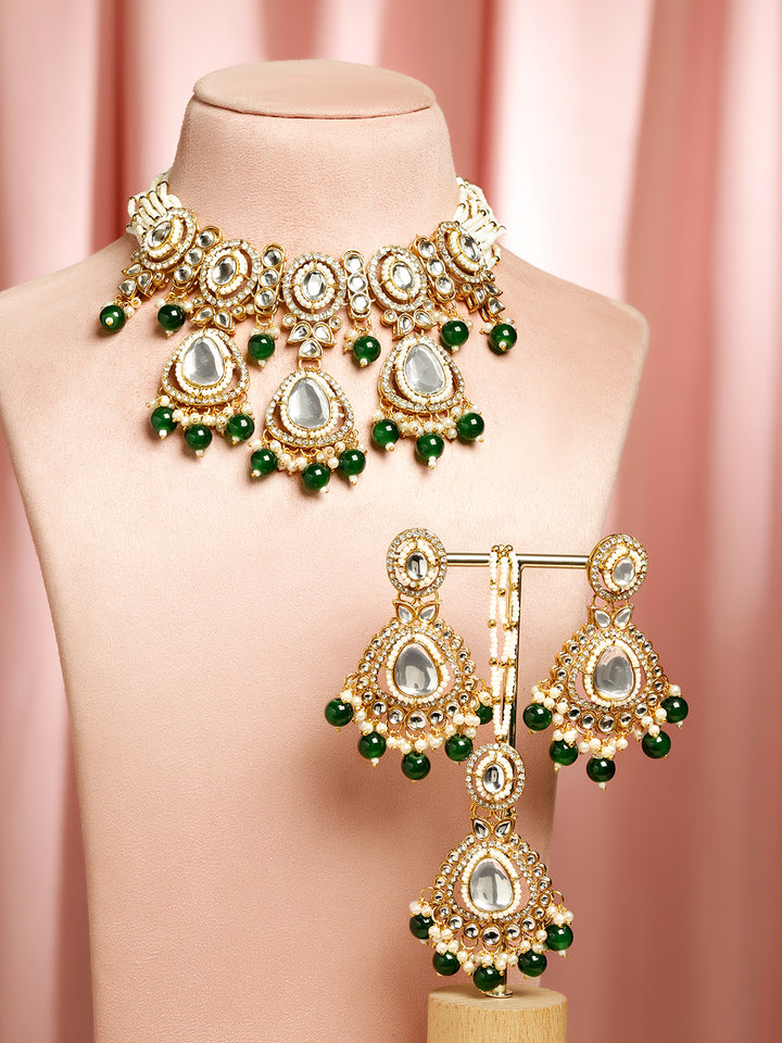 Pearls of Serenity in Emerald Bloom Necklace Set