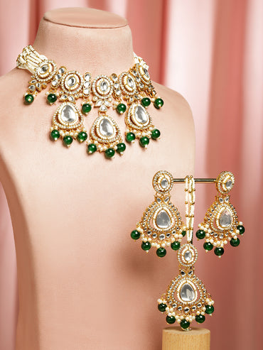 Pearls of Serenity in Emerald Bloom Necklace Set