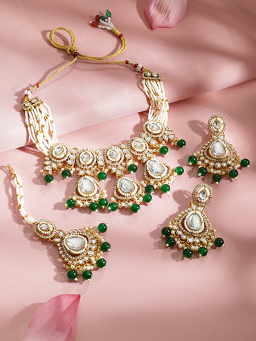 Pearls of Serenity in Emerald Bloom Necklace Set