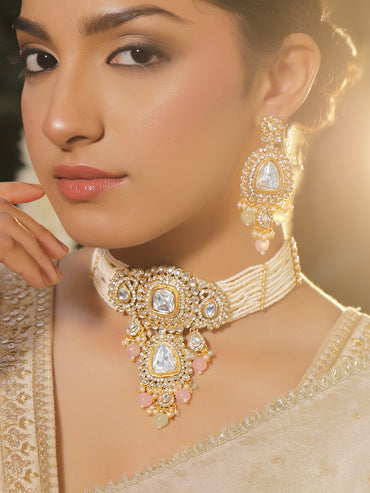 Pastel Charm Pink & Green Choker Set