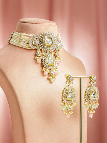 Pastel Charm Pink & Green Choker Set