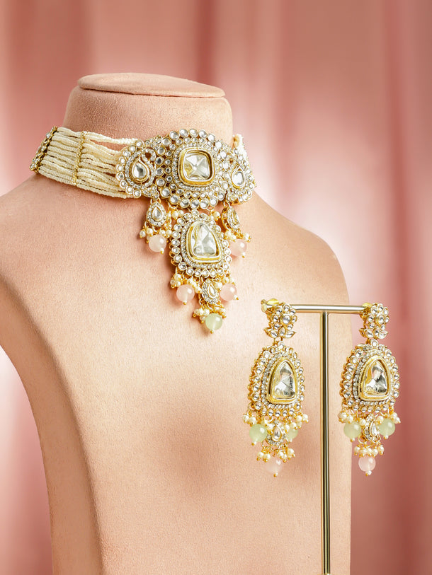 Pastel Charm Pink & Green Choker Set