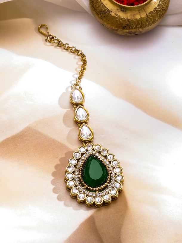 Emerald American Diamond Zirconia Studded Necklace Set