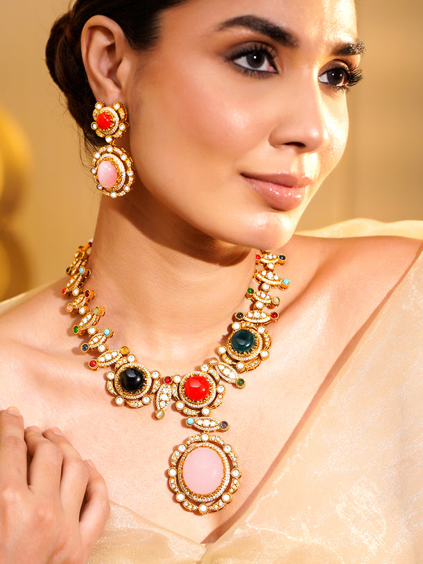 Bridal Statement Multi-Gem Necklace Set