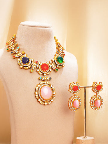 Bridal Statement Multi-Gem Necklace Set