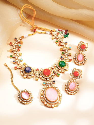 Bridal Statement Multi-Gem Necklace Set