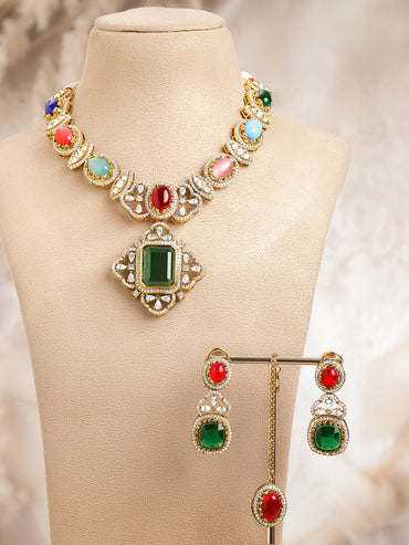 Wedding Statement Multi-Gem Necklace Set