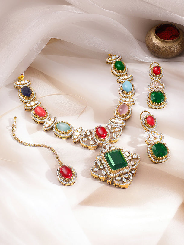 Wedding Statement Multi-Gem Necklace Set