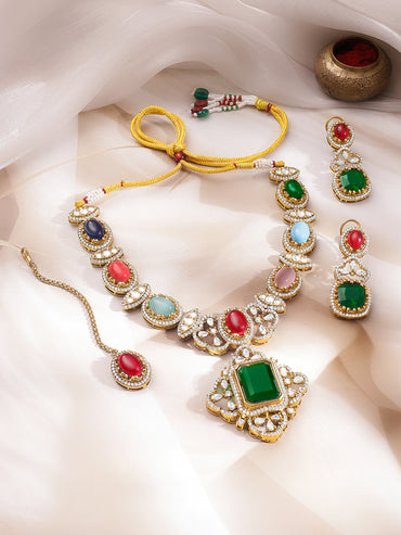Wedding Statement Multi-Gem Necklace Set