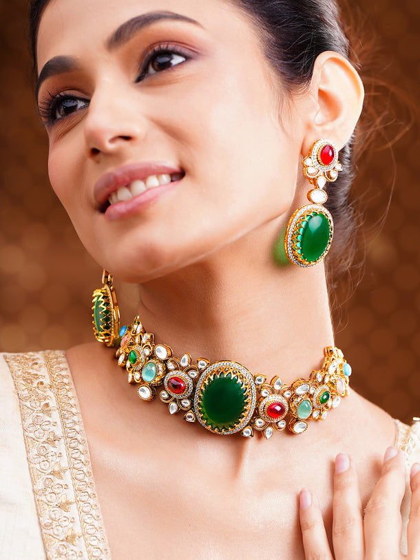 Emerald Luxe Bridal Statement Choker Set
