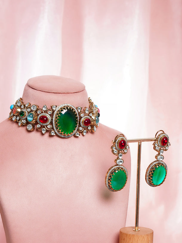 Emerald Luxe Bridal Statement Choker Set
