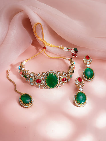 Emerald Luxe Bridal Statement Choker Set