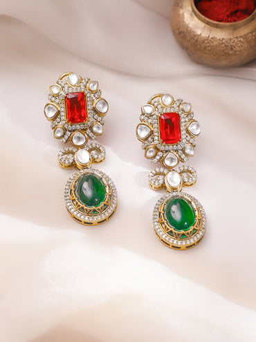 Gold Plated Kundan Layered Victorian Necklace Set