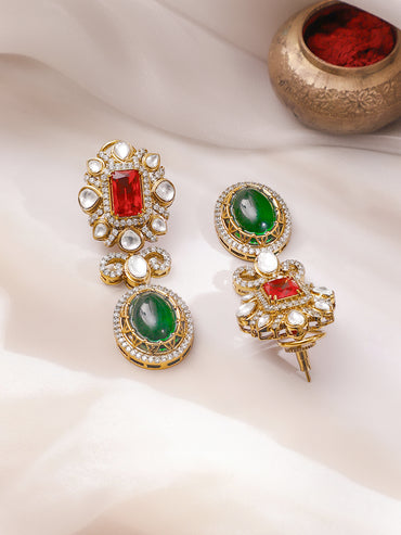 Gold Plated Kundan Layered Victorian Necklace Set