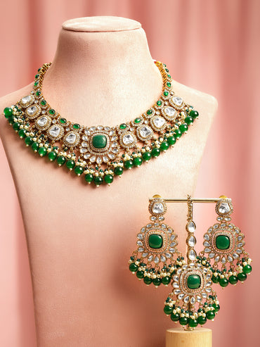 Kundan Stories in Green Necklace Set