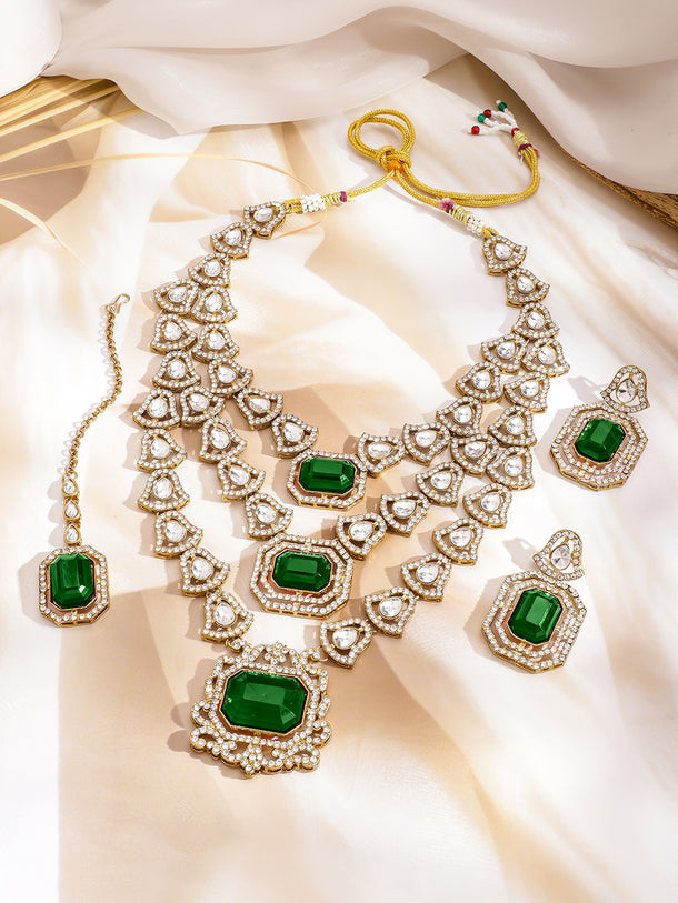 Radiant Emerald & Kundan Necklace Set