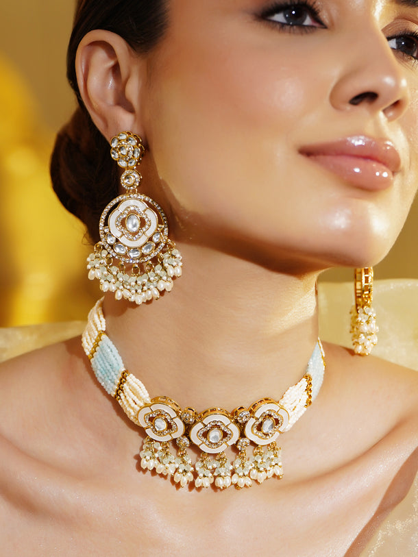 Luxe Radiance Blue & Kundan Choker Set