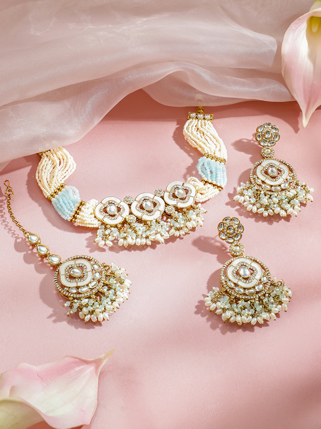 Luxe Radiance Blue & Kundan Choker Set