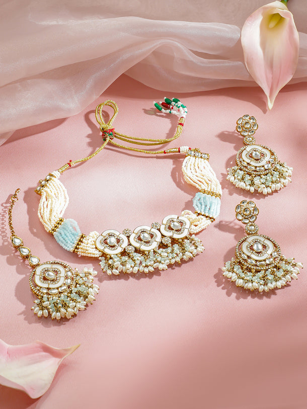 Luxe Radiance Blue & Kundan Choker Set